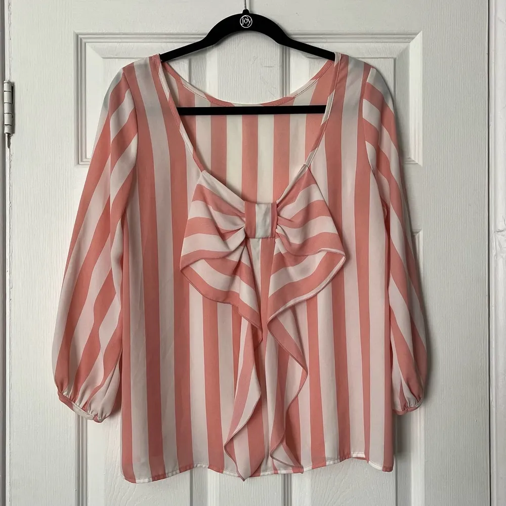 Lovely Day Bow-Back Striped Blouse - Size L - Image 5