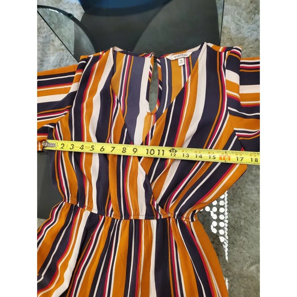 Speechless Women's Multicolor Striped Polyester V-Neck Short Sleeve Jumpsuits M - Image 13