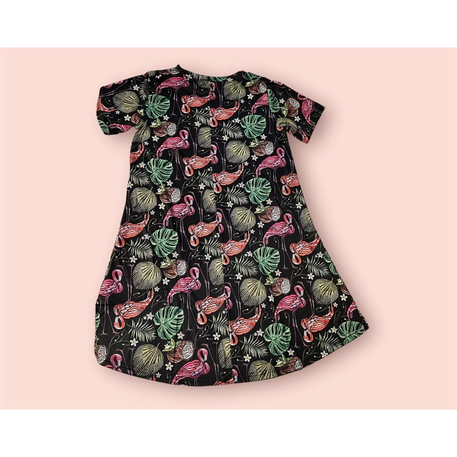 Flamingo Dress Womens Xs Black Tunic Casual Fit Simple T Shirt Loose Flowy B1 - Image 7