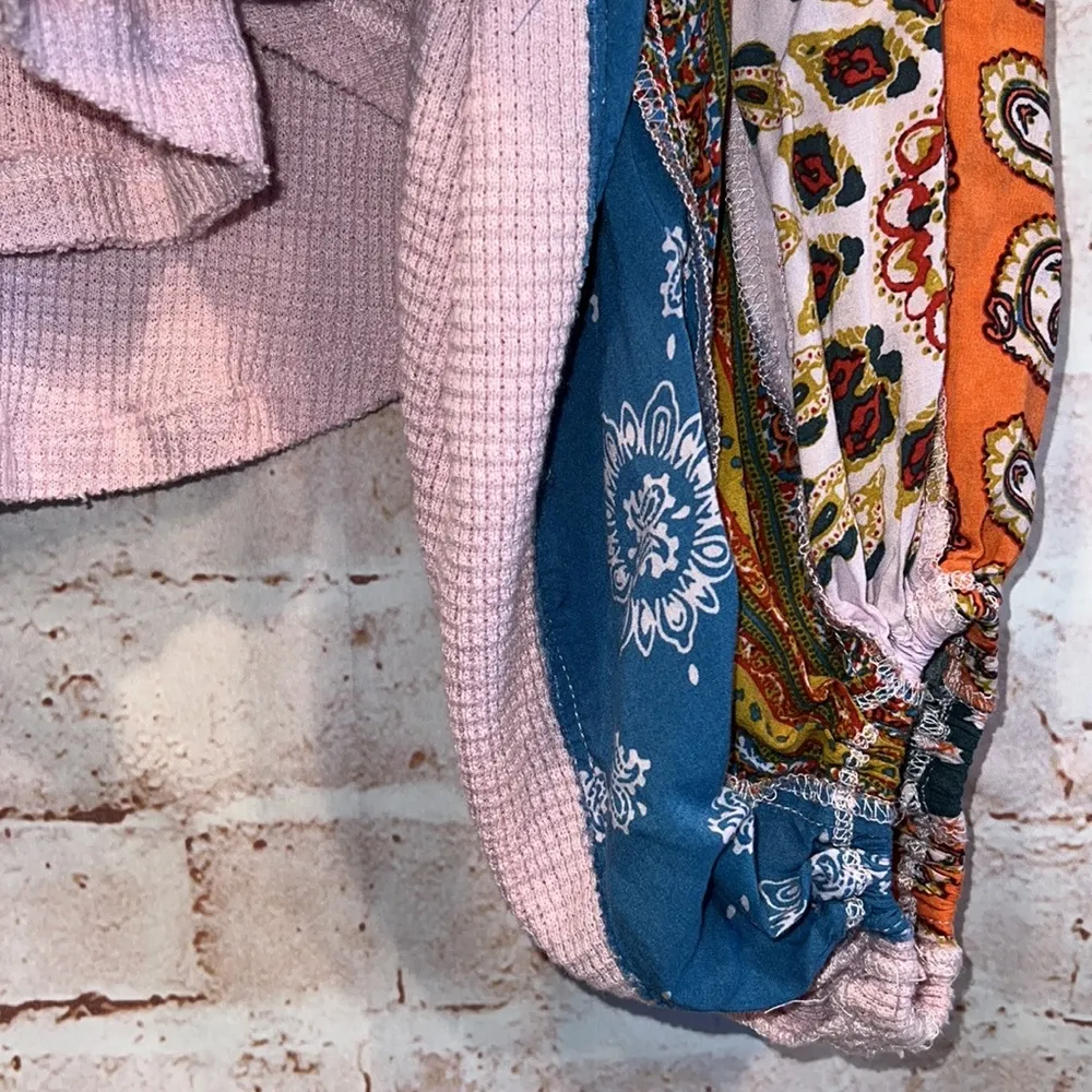 Free people blossom print Dolan balloon sleeve top mixed paisley thermal top - Image 5