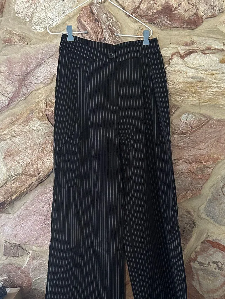 Commense Relaxed Striped Suit Pants Set size medium Black - Image 2