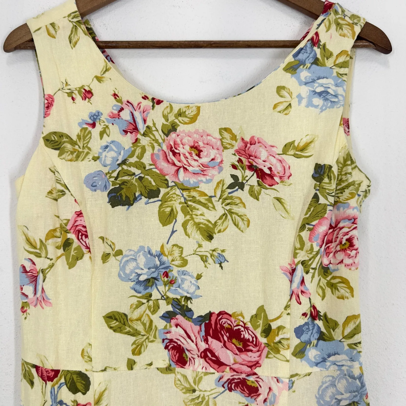 Vintage Real Comfort by Chadwicks 90s Cottagecore Floral Maxi Dress Linen‎ Blend Yellow Size undefined - Image 11