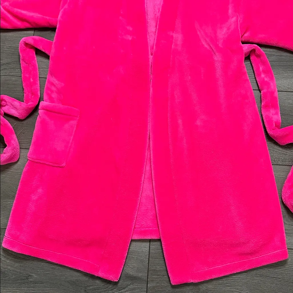 Lilly Pulitzer Elaine Plush Knit Pocket Soft Robe Pink Grenadine Size S/M - Image 6