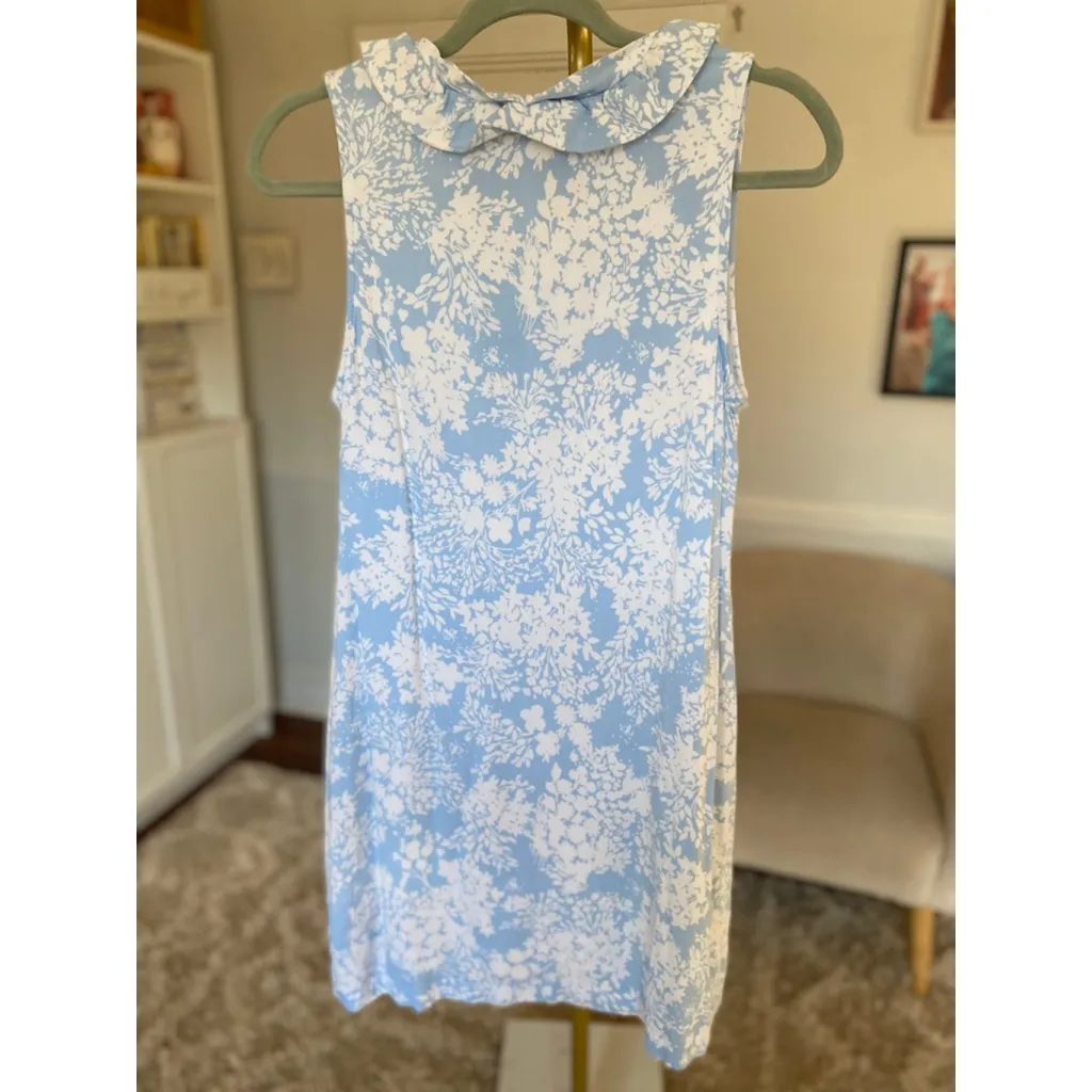 Crown And Ivy Floral Mini Dress Blue White Sleeveless Clean Girl Quiet Luxury XS - Image 3