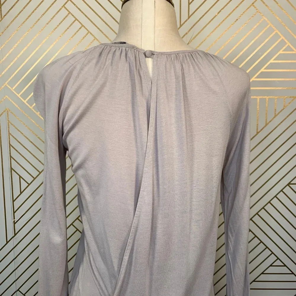 Reiss Beige Jersey Long Sleeve Draped Back Dress‎ - Image 7