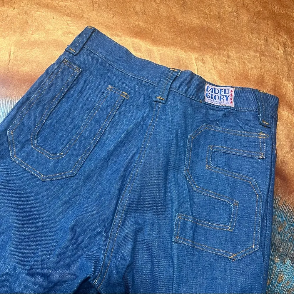 VTG Bell  Bottoms Denim Faded Glory U S On Butt Jeans 29” 9 Jrs 70s Style - Image 3