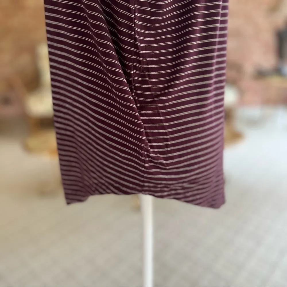 SO Favorite Top Crew Plum Purple Striped Tee Shirt M Long Sleeve Casual Work - Image 9