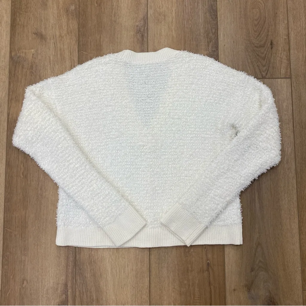 🌟CLUB MONACO🌟 RIBBON YARN V NECK CARDIGAN WHITE SZ M - Image 6