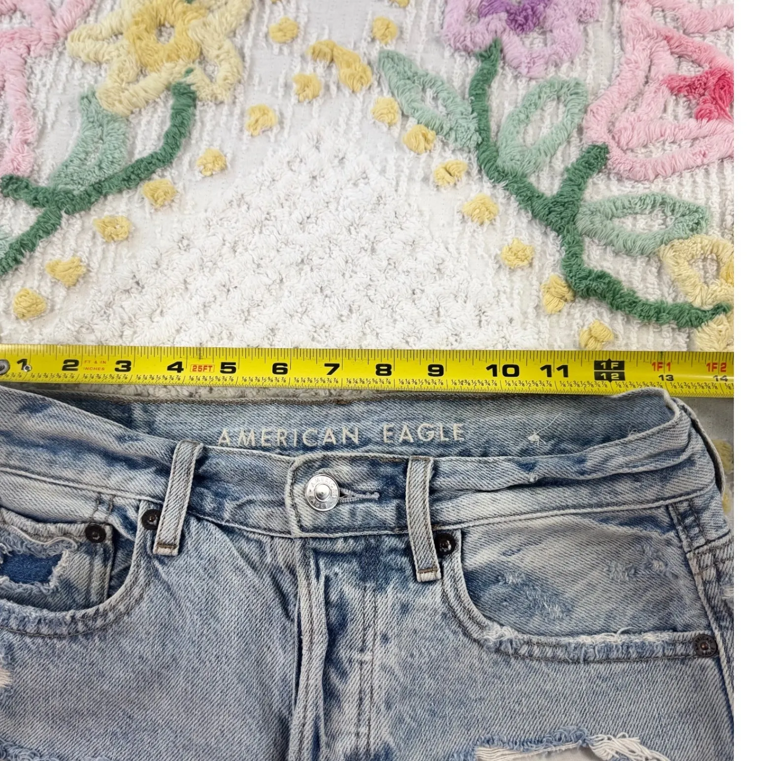 American Eagle Outfitters Womens Denim Shorts Size 0 Distressed Ripped High Rise - Image 5