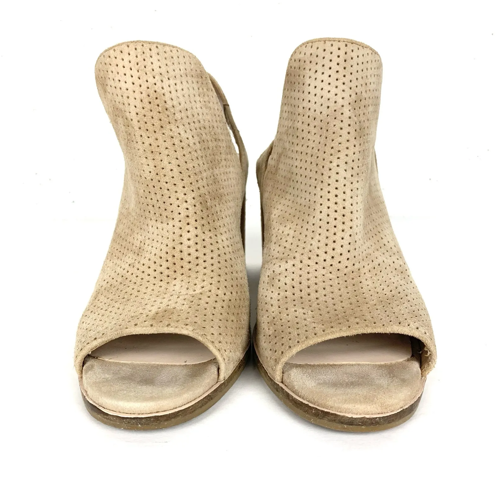 Cole Haan Grand OS Callista Tan Suede Perforated Bootie Block Heel Peep Toe 8 - Image 2