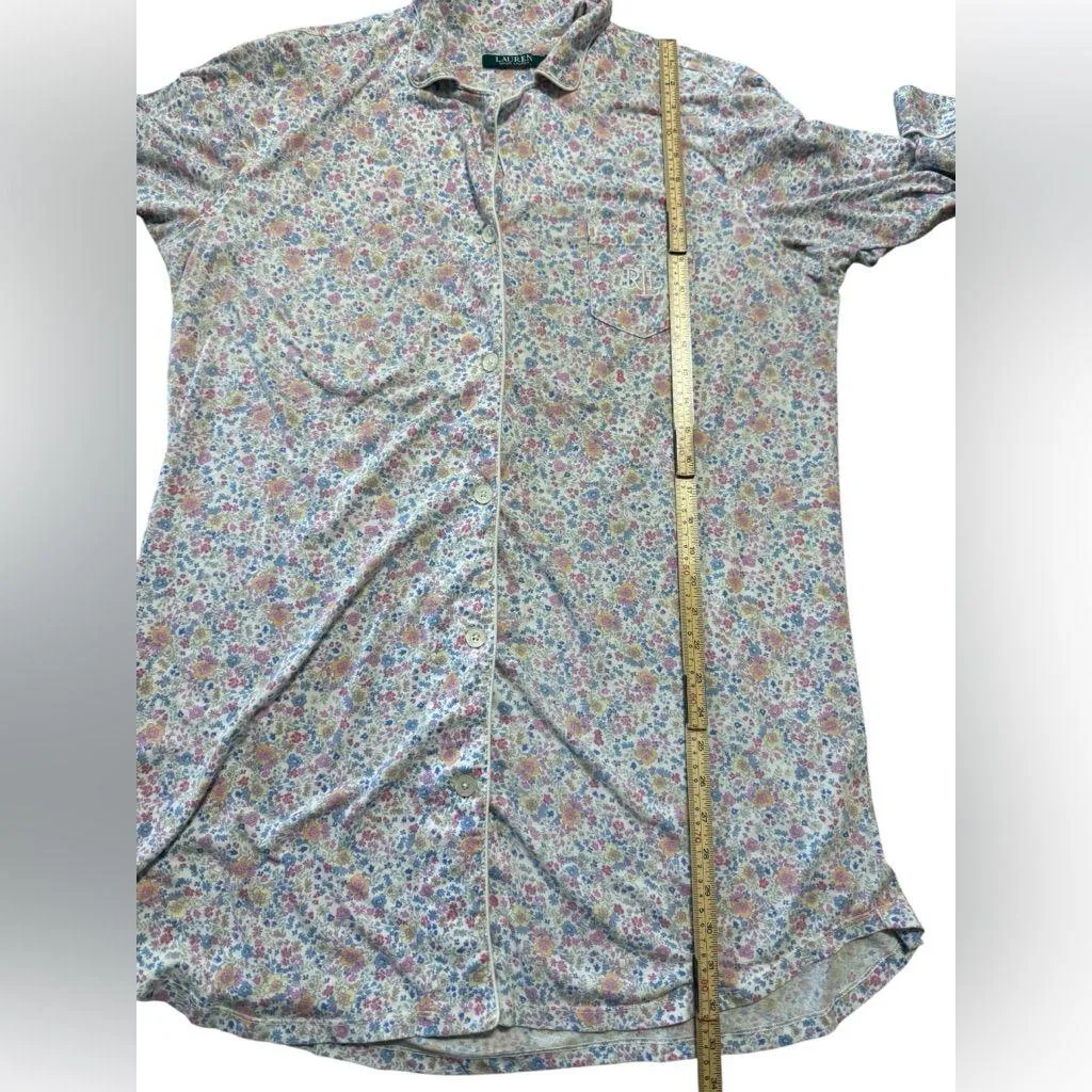 Lauren Ralph Lauren White Multicolor Floral Embroidered Nightgown Sz L Cottage Pink Size L - Image 6