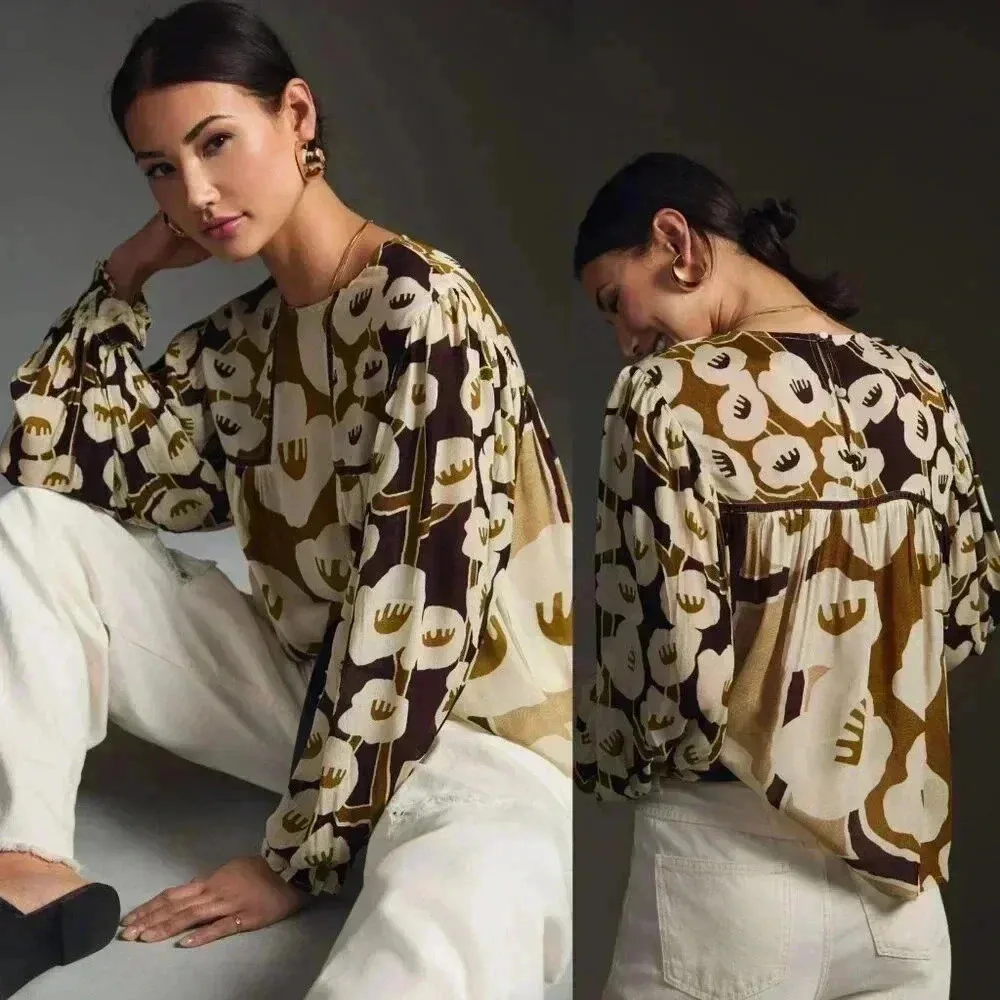 Anthropologie Bl-nk London Miranda Peasant Blouse Size Small NWT $128 - Image 14