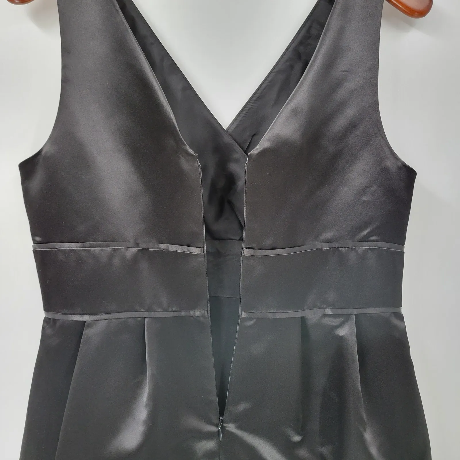 Max and Cleo Maralin Satin Dress Womens 12 Black Feathers Holiday Cocktail - Image 14