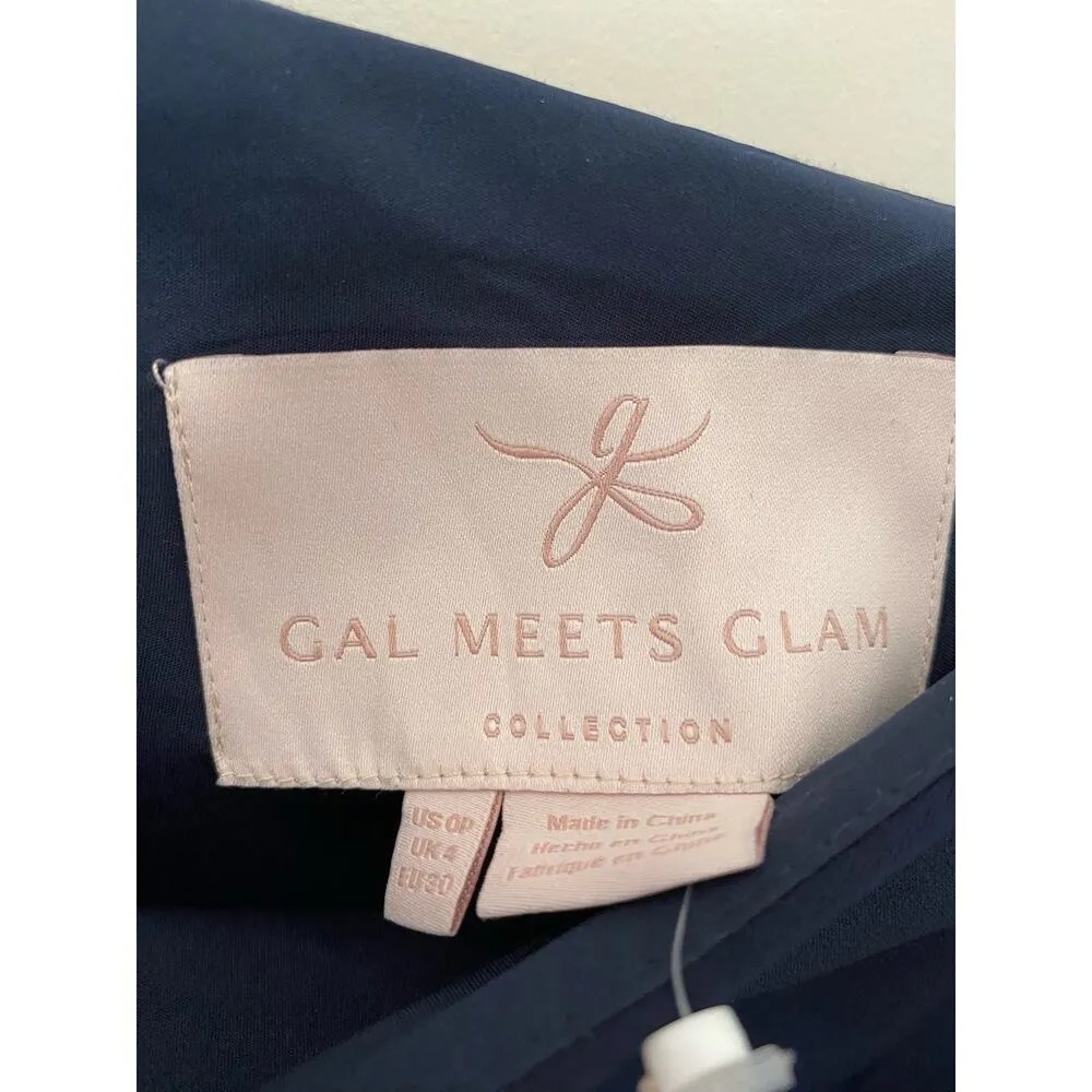 Gal Meets Glam Collection US 0P 0 Navy Blue Yvonne One Shoulder Mini Dress Bow - Image 8