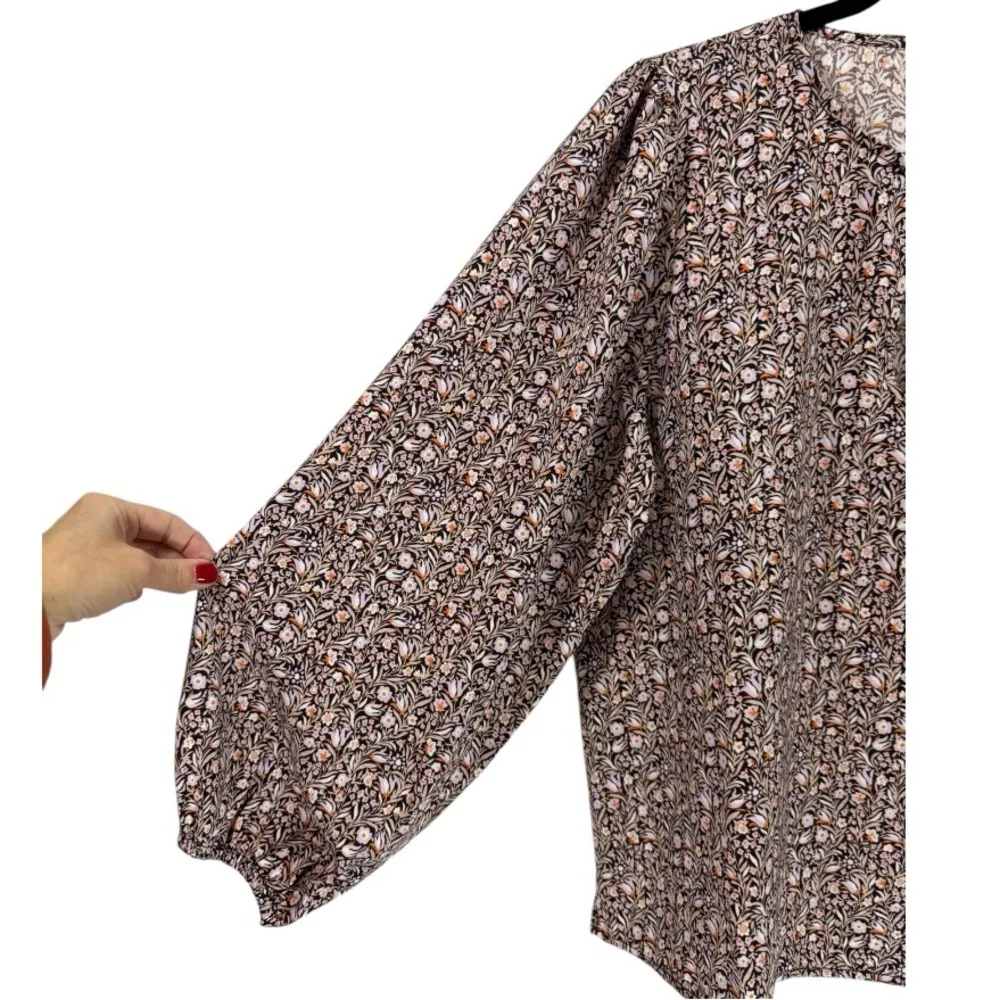 J. Crew Puff-sleeve Satin-back Crepe Top in Floral Flourish‎ L - Image 9