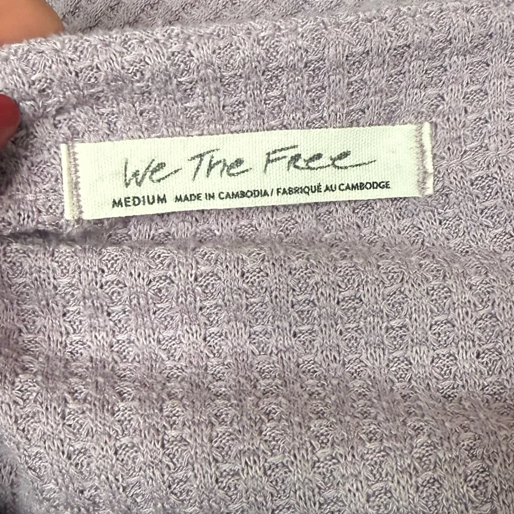 Free People We The Free North Shore Thermal Top Lilac Waffle Knit Medium EUC - Image 3