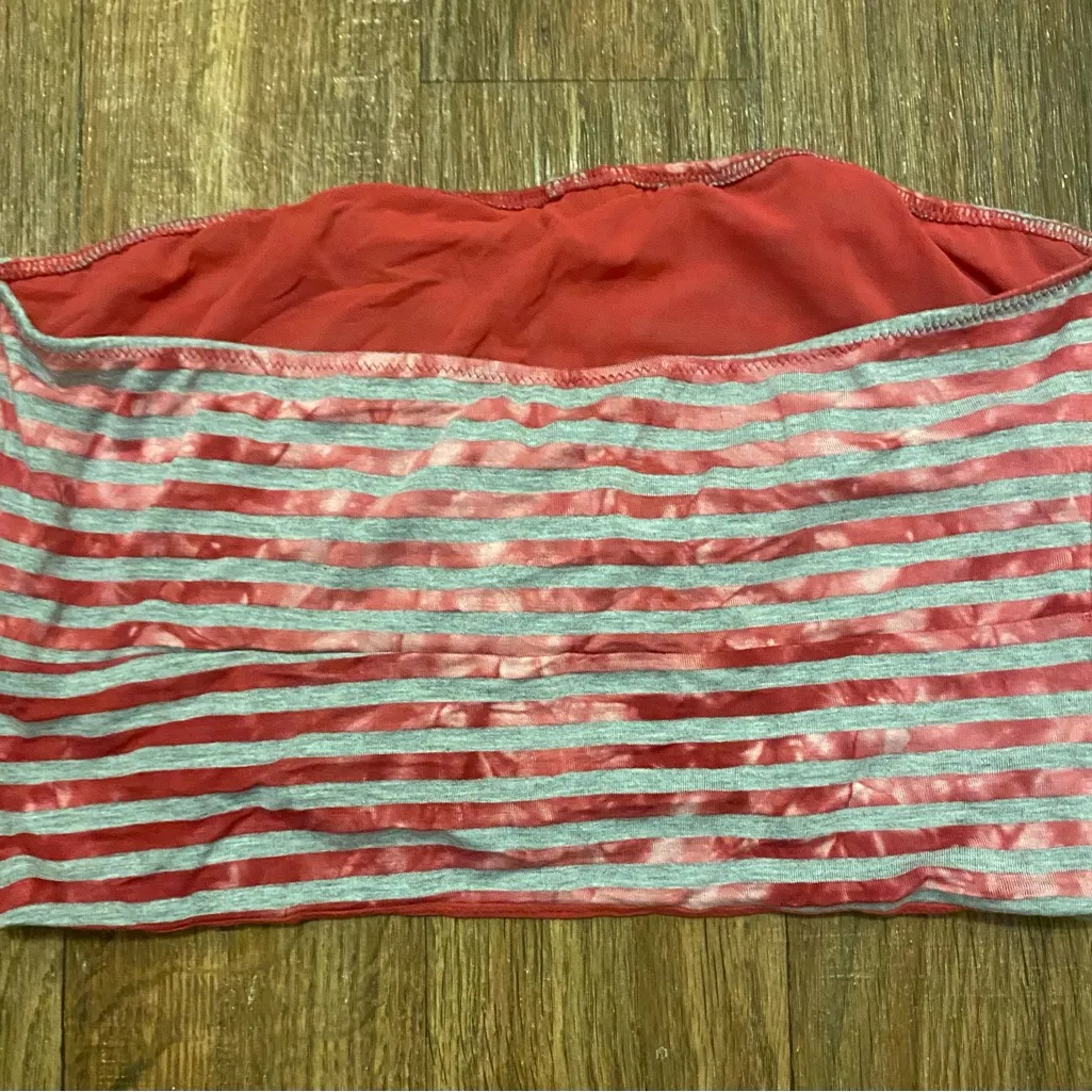 Intimately Free People Strapless Bandau Top L Large Pink & Gray Striped Stripes - Image 3