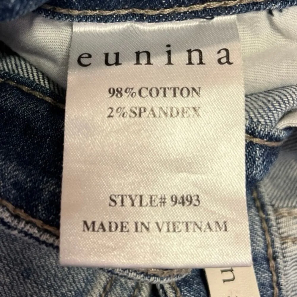 Eunina Tobi Women's Blue Distressed Super High Rise Crop Denim Mom Jeans Size 5 - Image 6