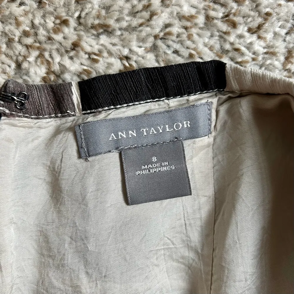 Ann Taylor Black Cream A-Line Mini Skirt Formal Office Size 8 - Image 2