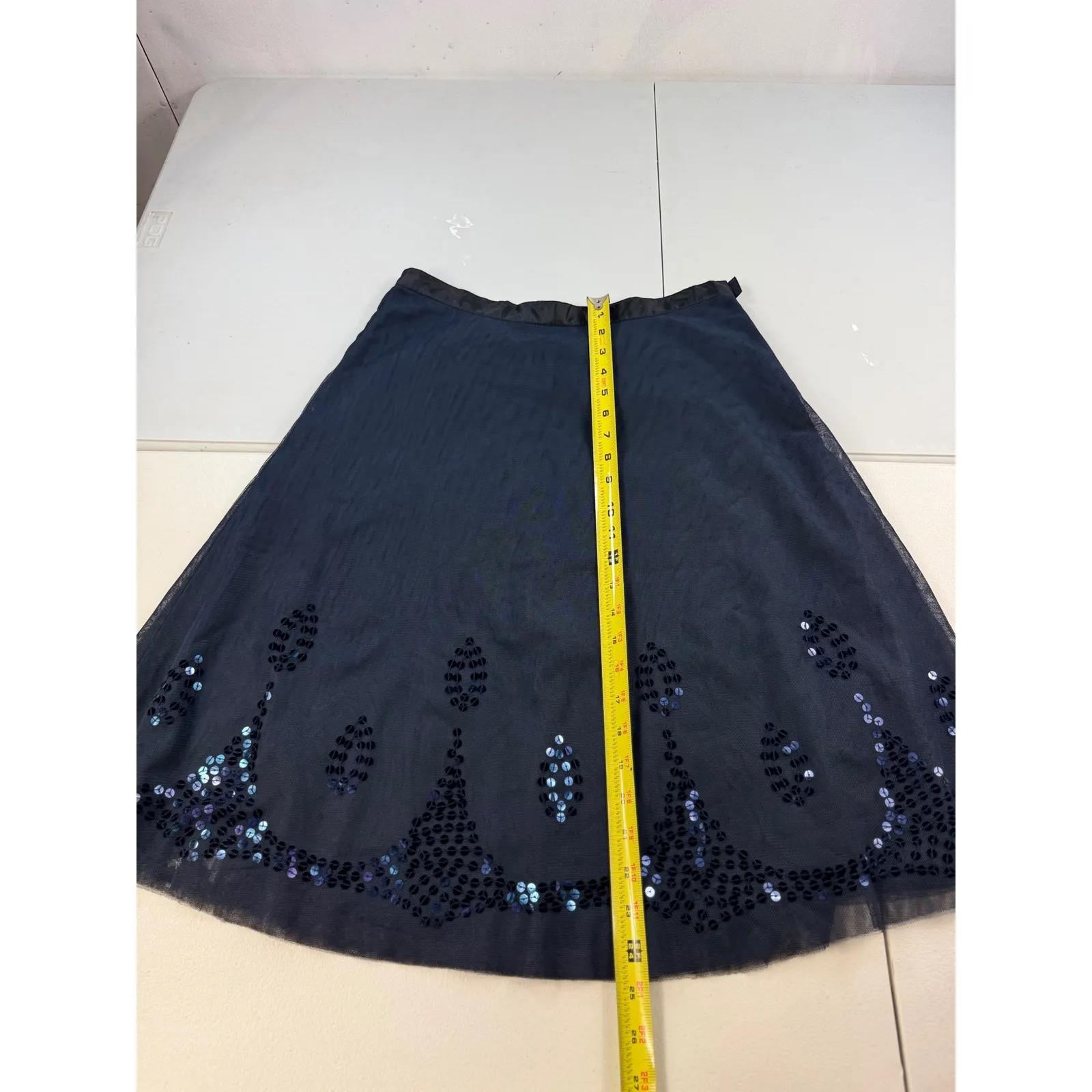 Old Navy‎ Blue Sequin Mesh Skirt Size 1 Low Waist Party Dance Special Occasion - Image 4