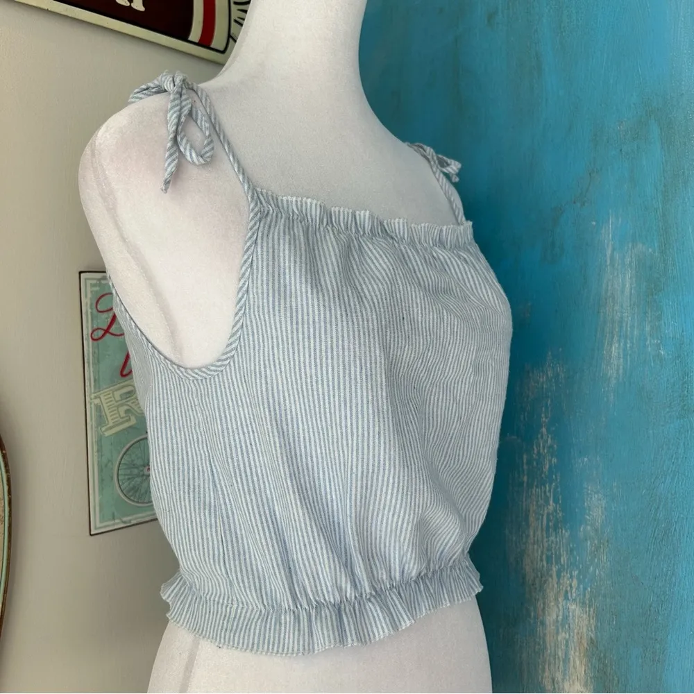 Brandy Melville John Galt Blue Striped Tank Top - Image 2