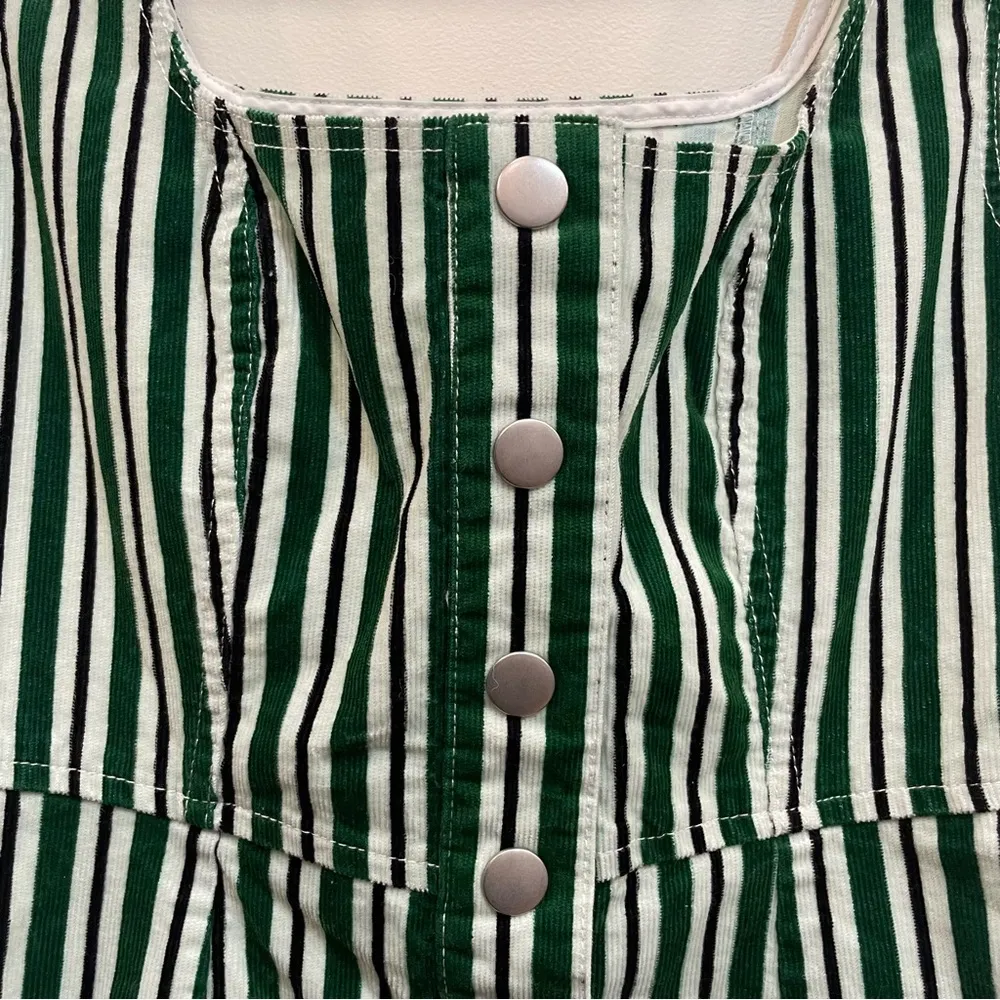 UO Green & White Stripe Corduroy Button-Down Mini Dress Size 0 - Image 9