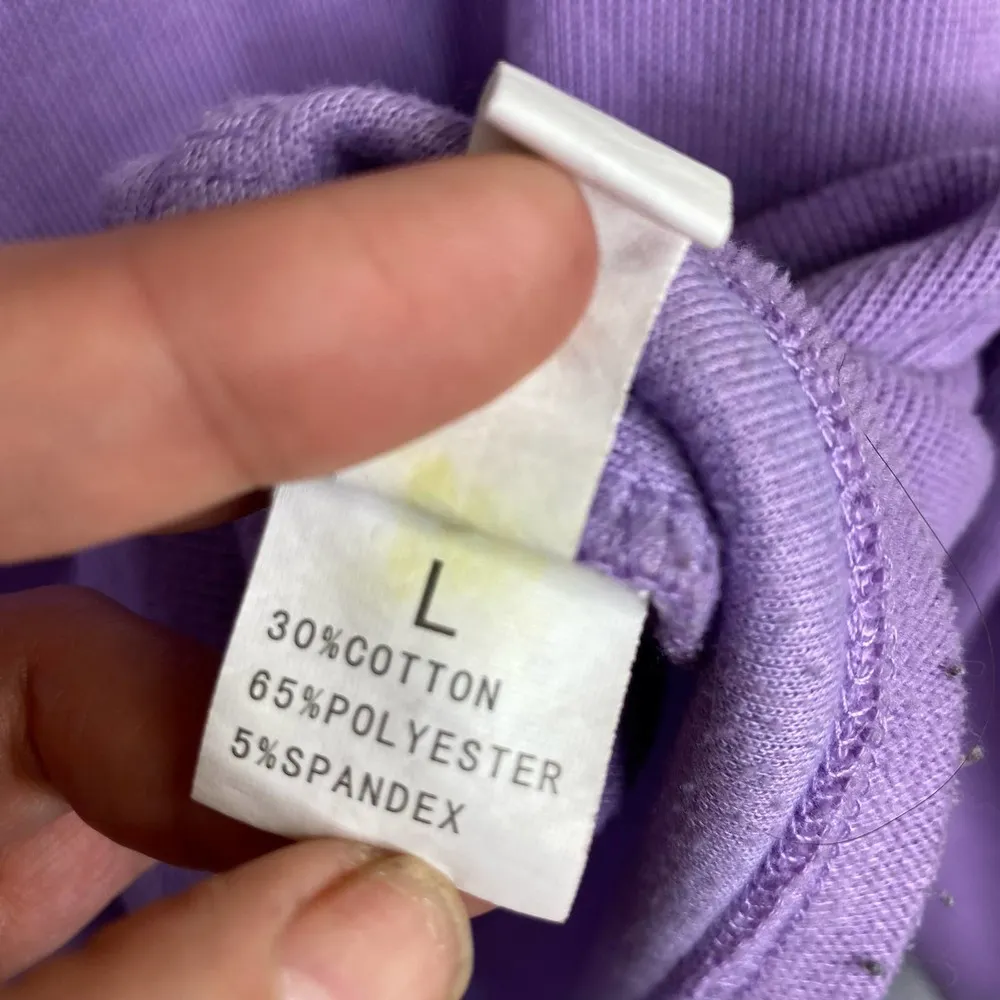 Shein Womens Purple Cropped Balloon Sleeve Boat Neck Sweatshirt size large - Image 4