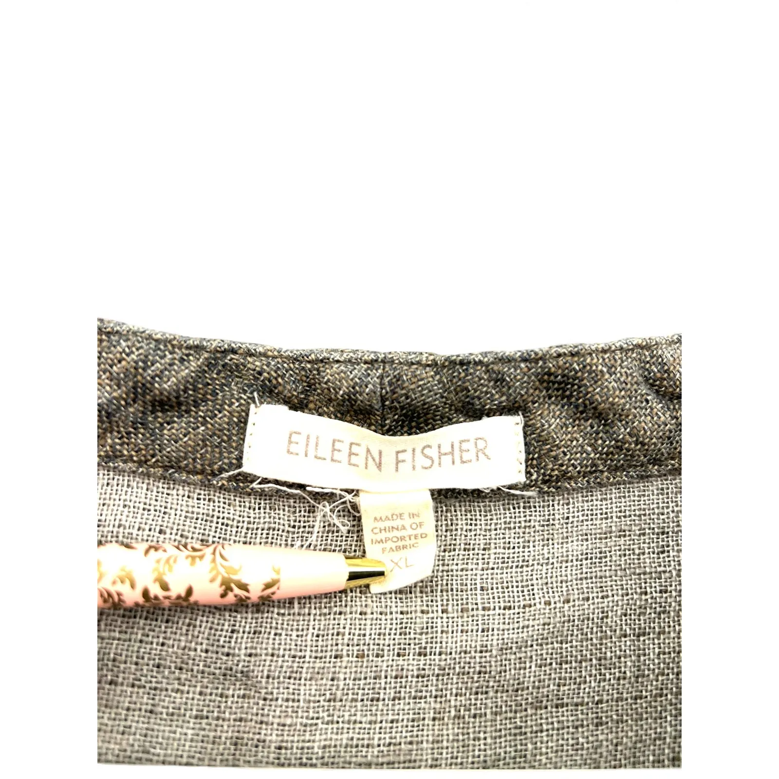 Eileen Fisher XL Organic linen jacket patch pockets boxy fit Flax Cardigan Top - Image 3