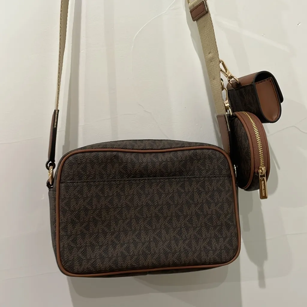 Michael Kors Jet Set Medium Signature Logo Crossbody Bag Brown NWOT - Image 7