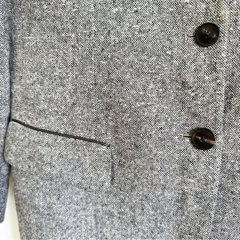 Lafayette 148 New York Gray Tweed Wool Cashmere Blazer sz 12 - Image 3