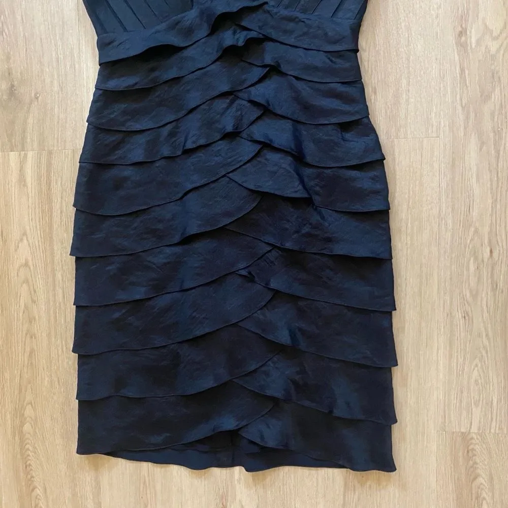 Aiden Mattox Dress Womens Size 10 Black Sleeveless VNeck Ruffle Layers Cocktail - Image 3