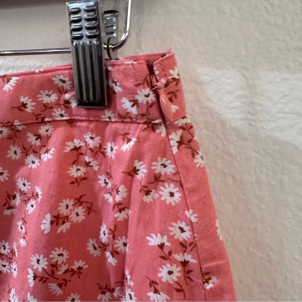 Billabong x Salty Blonde Upside Pink Floral Print Ruffle Linen Mini Skirt - Image 7