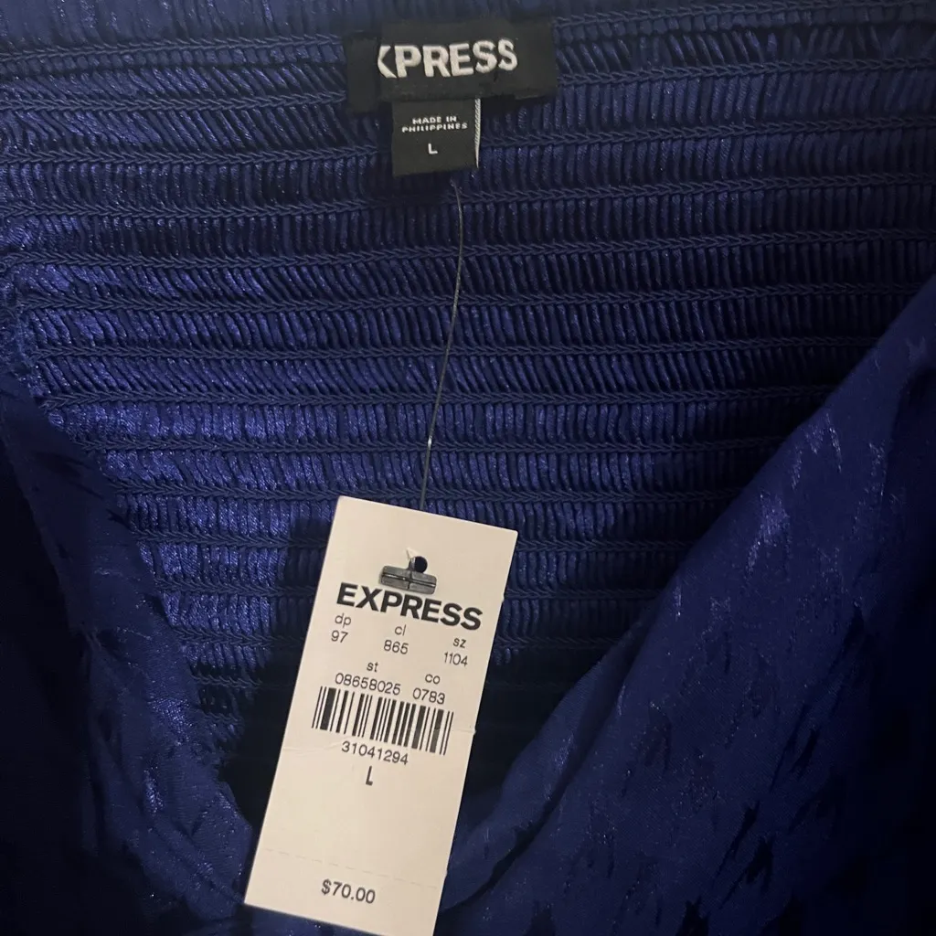 Express Women's Deep Blue Long Sleeve Bodysuit - Image 3