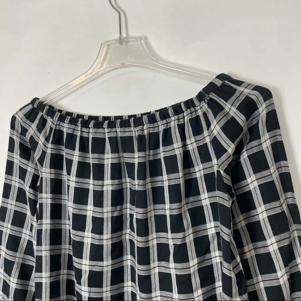 Rag & Bone Jeans Plaid Off Shoulder Top - Image 4