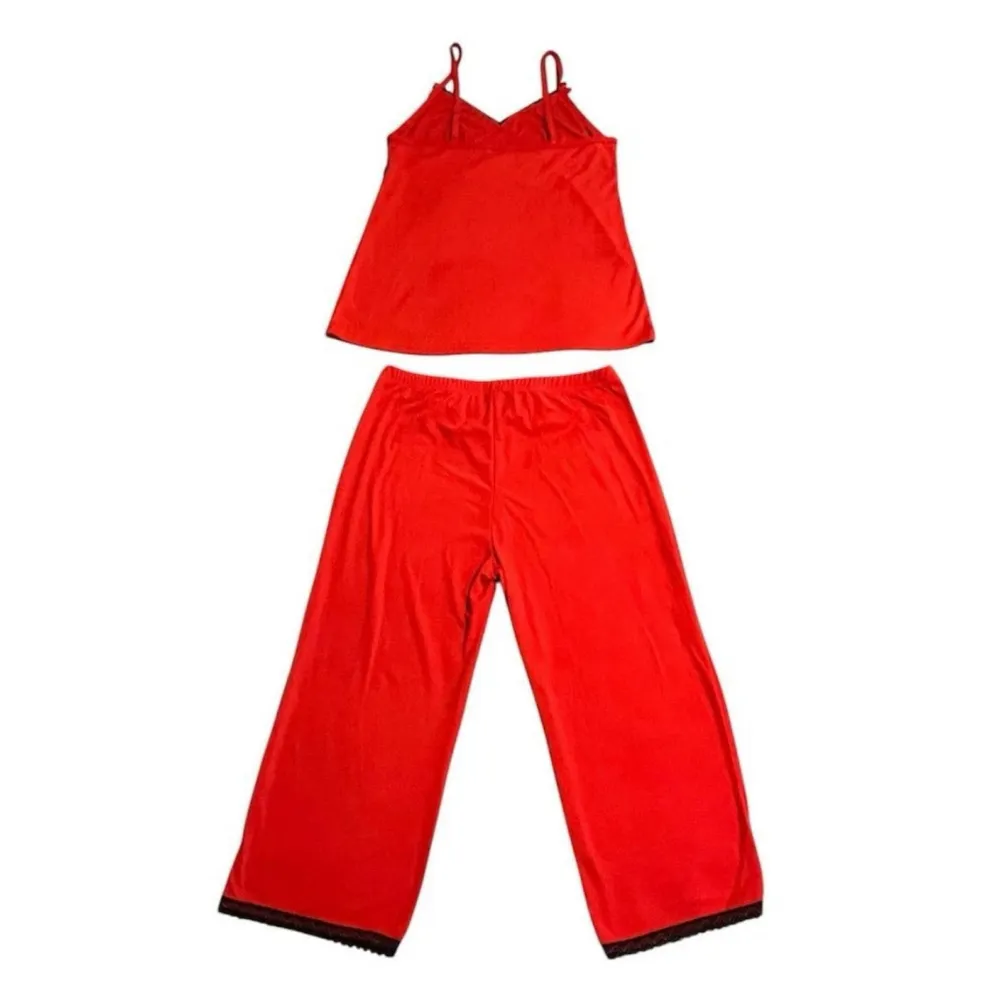 Love to Sleep Pajama Set 2 Piece Womens Size Small Red Black Cami Capri Bottoms - Image 13
