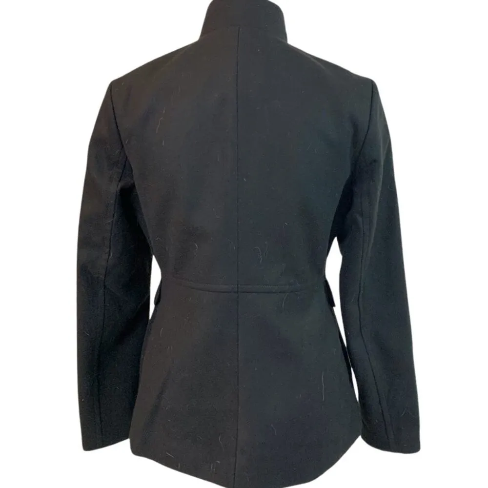 Old Navy Black High Neck Peplum Pea Coat Winter Jacket Women's Size Small - Image 14