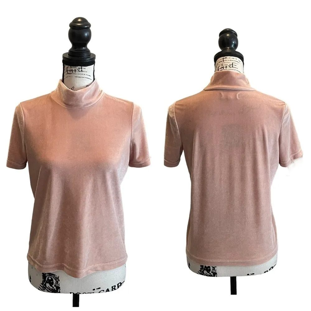 Madewell Velvet Mock neck tee Top Pink Size XSmall Blush Peach Party Workwear - Image 9