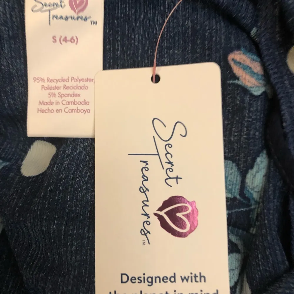 Womens Secret Treasures XL 16-18 Sleep Set Tie Front Top Cami & Short Floral New - Image 9