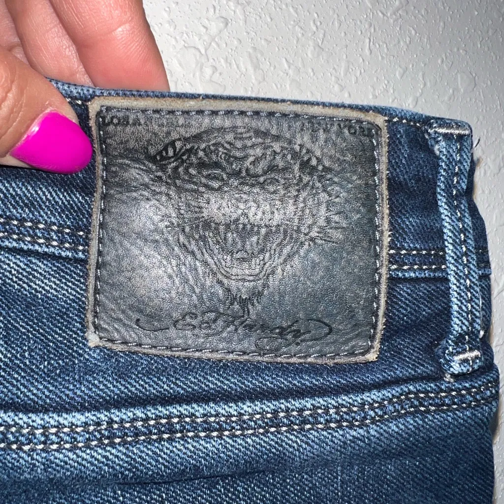 Vintage Ed Hardy Blue Straight Leg Jeans with Classic Design - Image 4