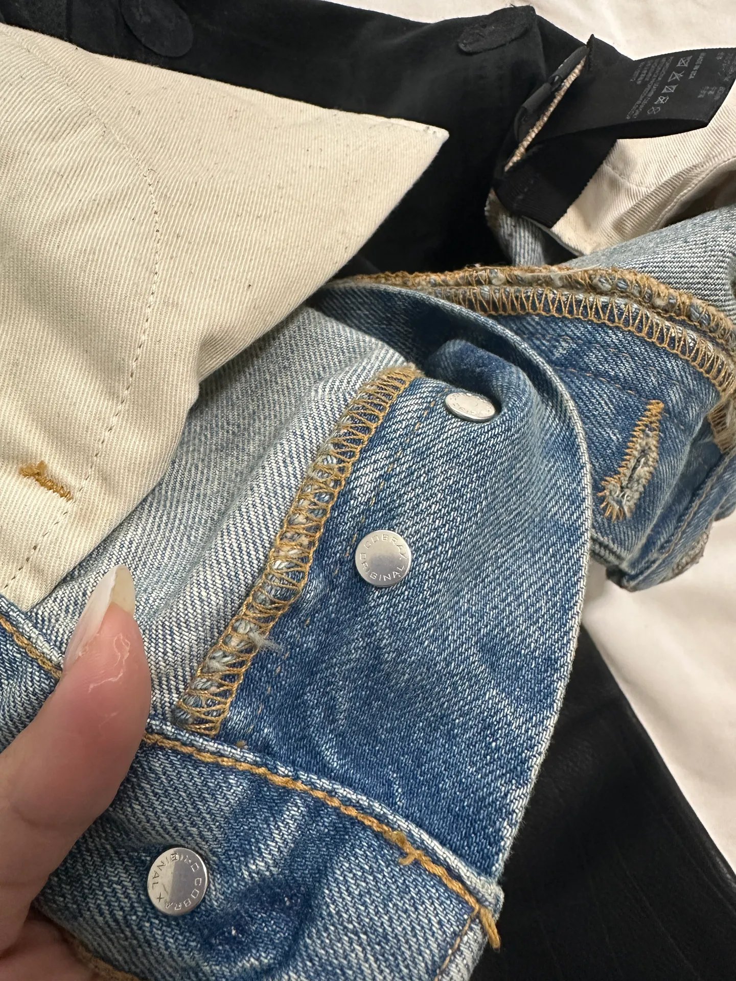 NWT Amiri  Combo/Panelled Straight-leg Mid Rise Genuine Leather Jeans/size 25 - Image 13