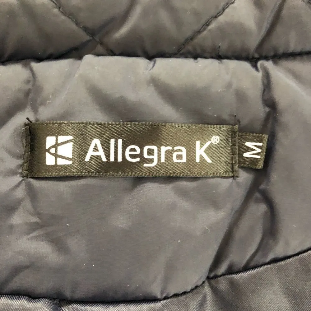 Allegra K Navy Quilted Vest Zip Pockets Medium - Image 8