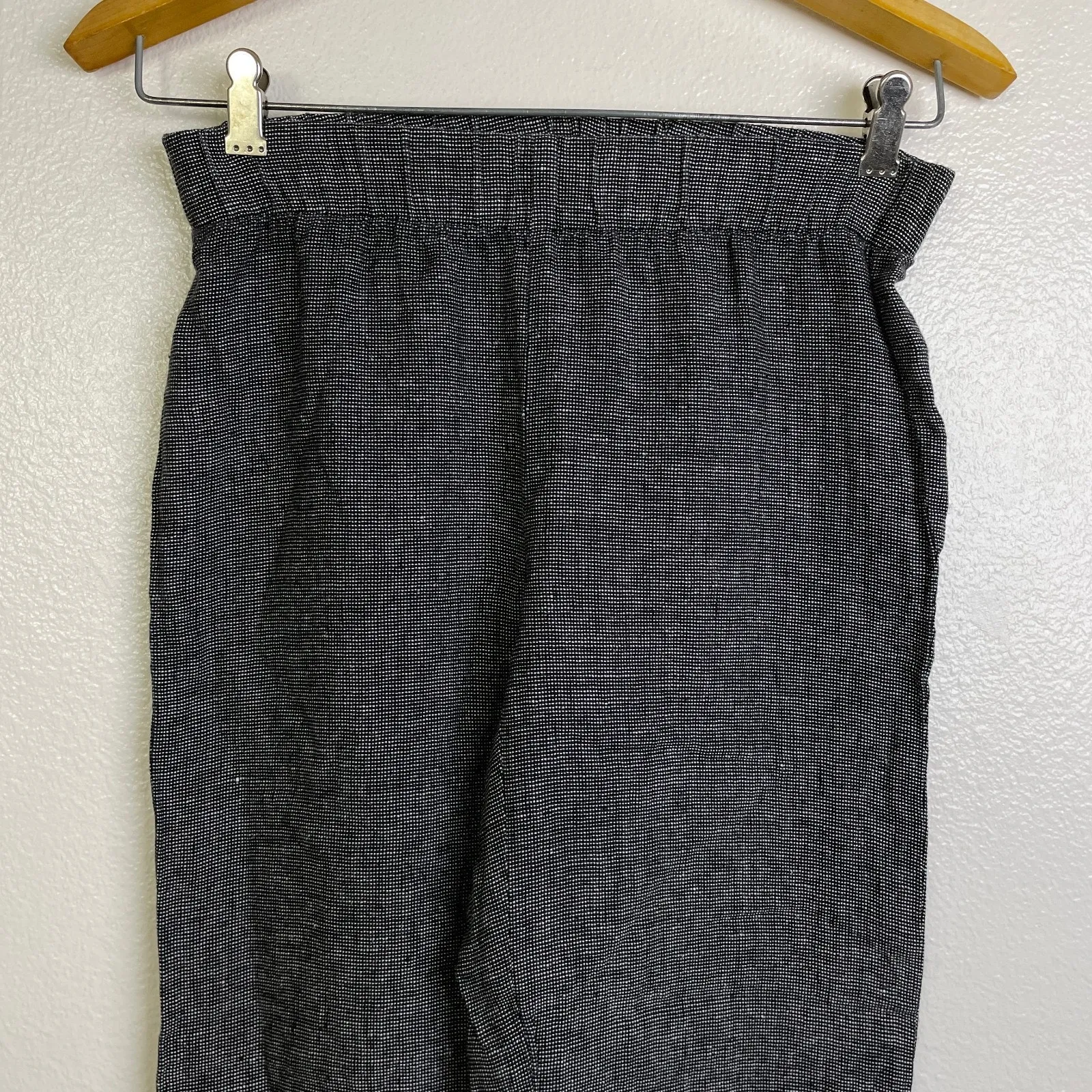 Eileen Fisher Pants Womens XXS Black Organic Linen Tencel Pull On Elastic Waist - Image 3