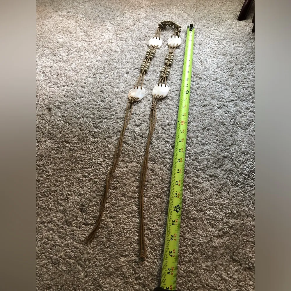 Vintage boho Shell and Beaded string belt 54” length bohemian - Image 6