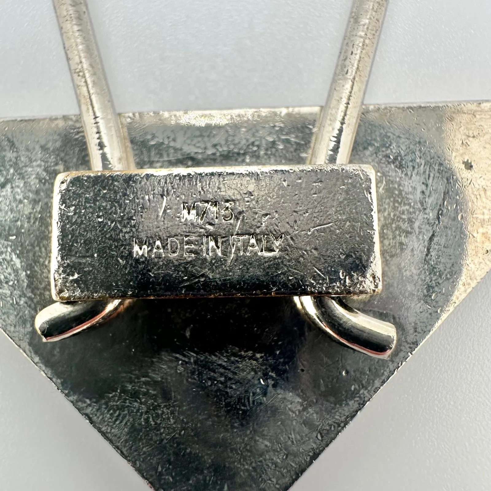 Authentic Prada Triangle Logo Key Ring Keychain Yellow Enamel Silver Tone - Image 7