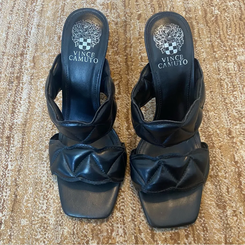 Vince Camuto Quilted Heeled Sandals Shoes black, 8M - Image 3