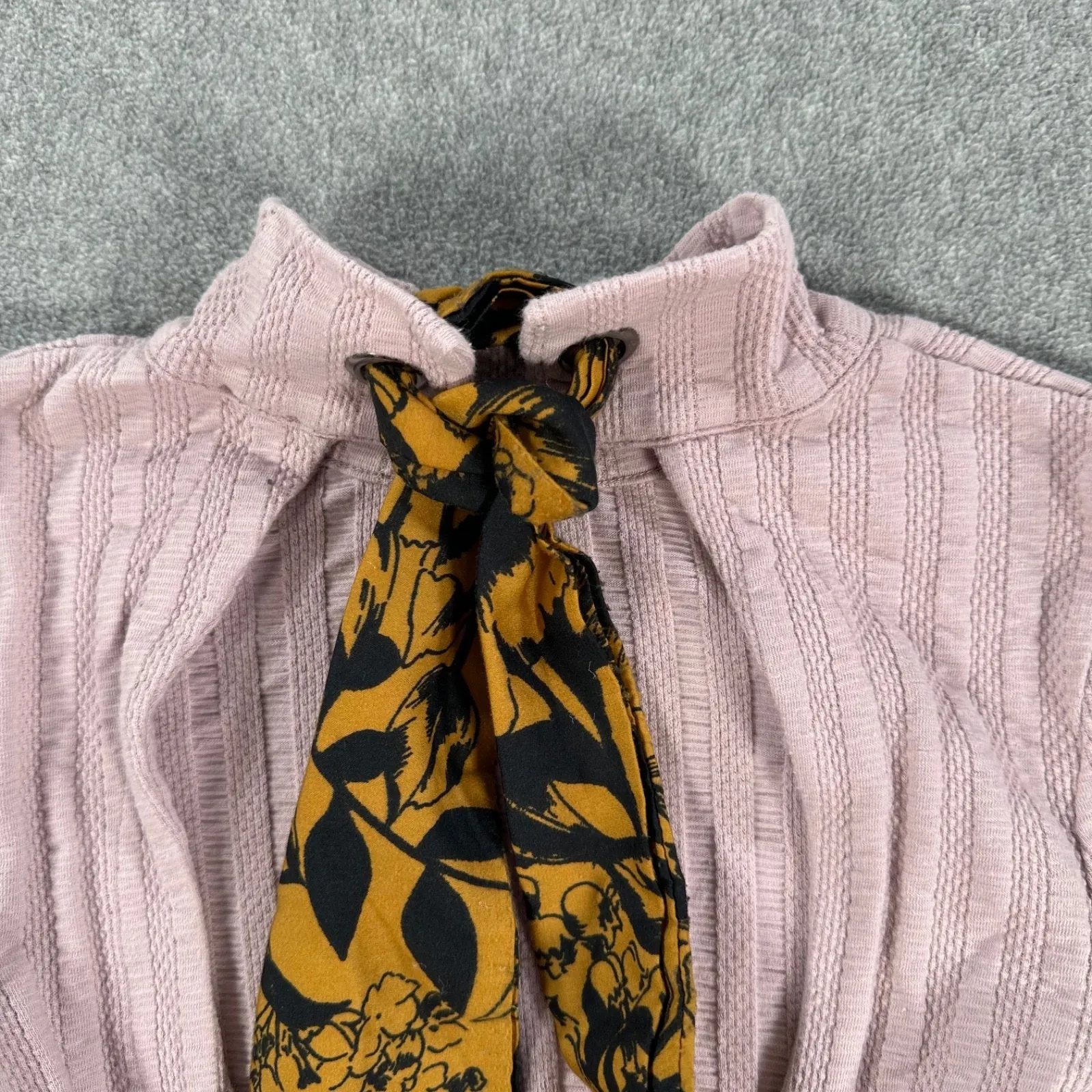 Free People Party in the Back Top Women's XS Purple Ribbed Long Sleeve Tie Back - Image 10