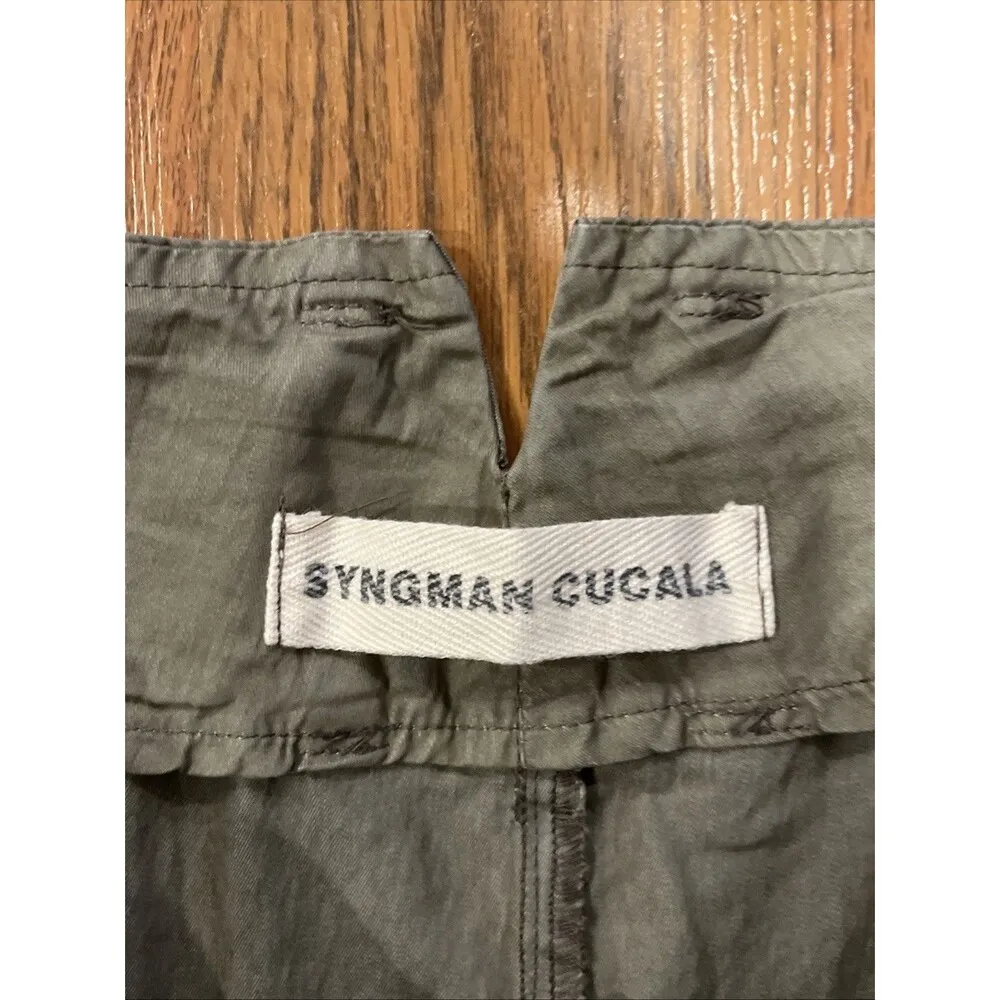 Syngman Cucala Trousers Womens Medium Pants Pleated Pockets Relaxed Green Barrel - Image 2