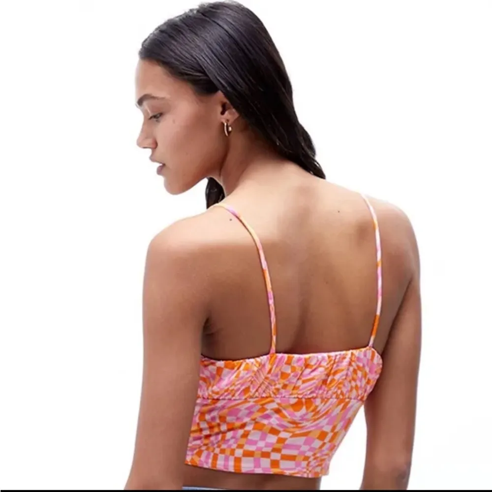 PAC sun Pink and Orange Women's Tie front crop tank M - Image 2
