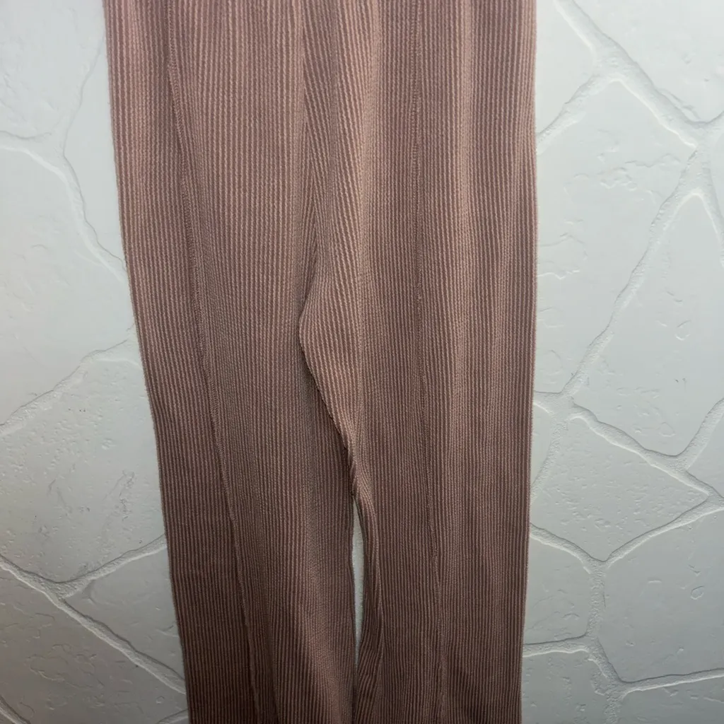 Altar'd State  Ribbed Wide Leg Pants in Soft Mauve - Image 2