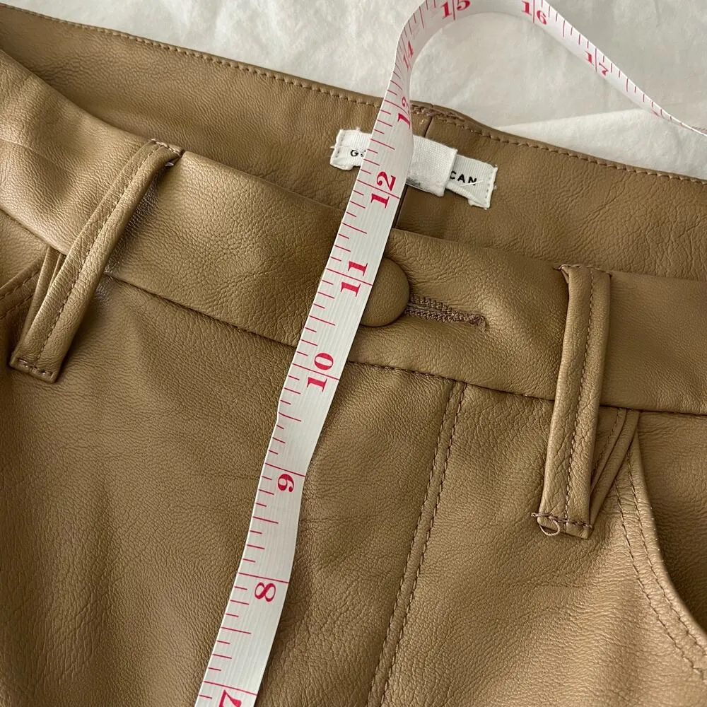 Good American Better Than Leather Good Boy Brown Faux Straight Leg Pants Size 12 - Image 8